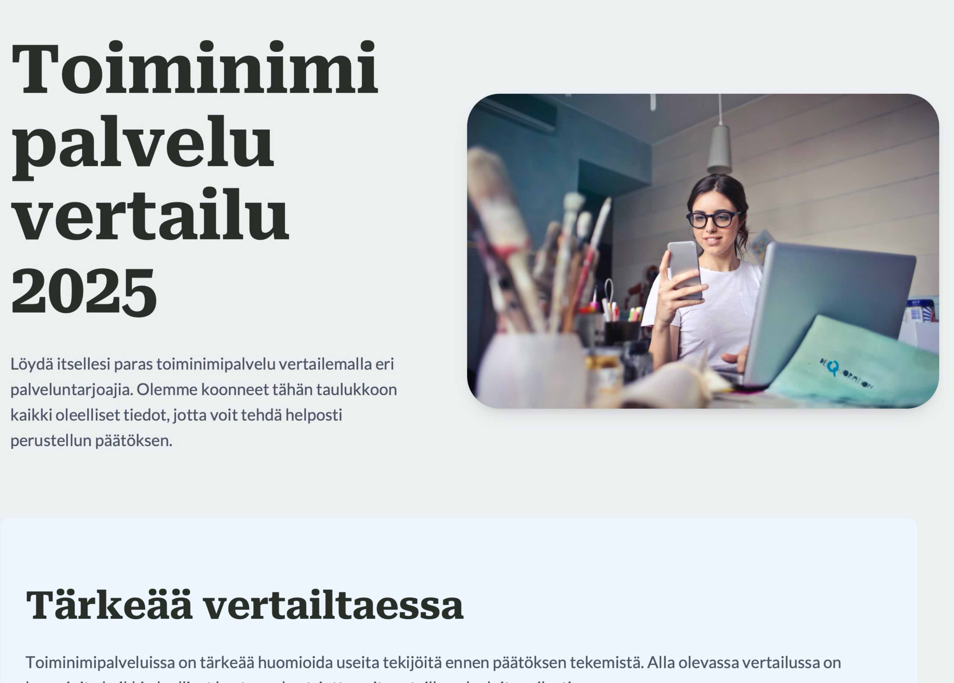Toiminimipalvelu vertailu 2025